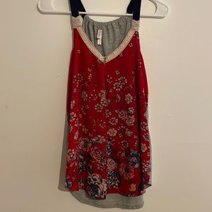 Red flowery tank top for women size small